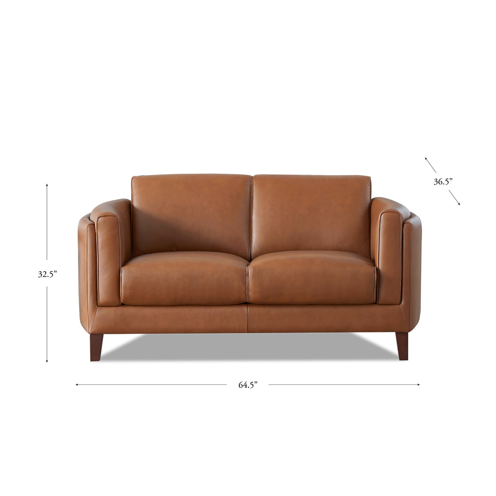 English Elm Maui Top-Grain Leather Loveseat Brown — Pocket Coil Comfort, Memory Foam, Kiln-Dried Frame Durable 65.5" B2705P211701
