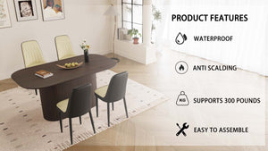 English Elm 63 Medieval Modern Brown Mdf Dining Table & Pu Upholstered Chair Set For Stylish Dining Spaces W2189S00695