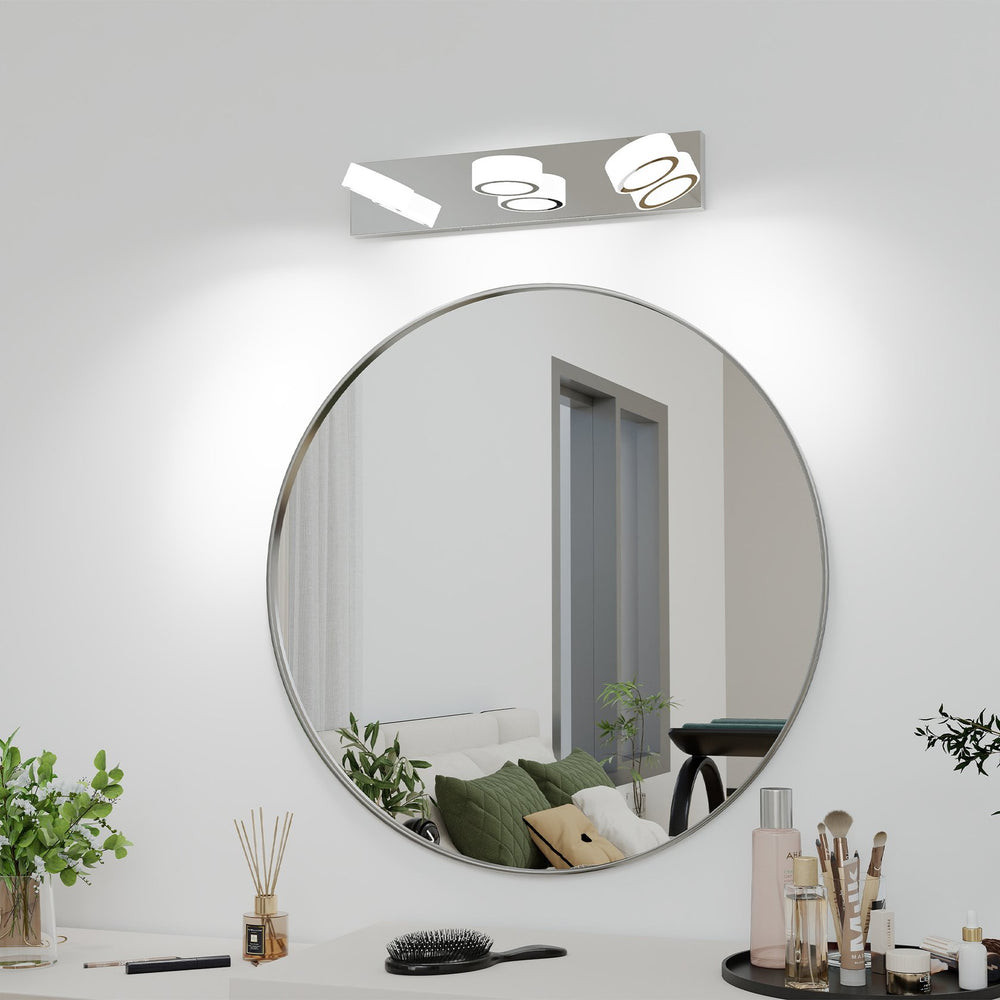 English Elm Led Modern 3-Light Oval Acrylic Vanity Light With Chrome Base – Dimmable Remote Control Fixture 21" W2312P374889