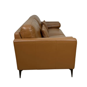 English Elm Tussio Italian Genuine Leather Loveseat with Tailored Cushions and Five Accent Pillows B2726P457658