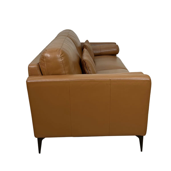 English Elm Tussio Italian Genuine Leather Loveseat with Tailored Cushions and Five Accent Pillows B2726P457658