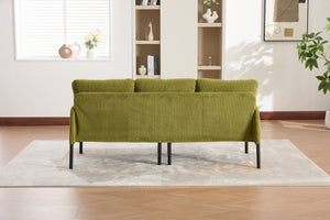 English Elm United We Win Corduroy Loveseat Plush Ergonomic Sofa with Spring Support Metal Legs Olive Green W1568P410049