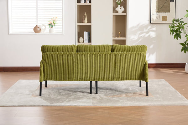 English Elm United We Win Corduroy Loveseat Plush Ergonomic Sofa with Spring Support Metal Legs Olive Green W1568P410049