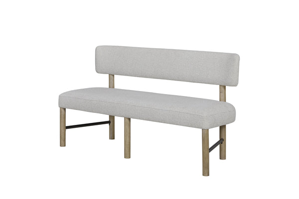 English Elm Upholstered Dining Bench with Oak Finish Frame for Farmhouse or Modern Decor B2699P443202