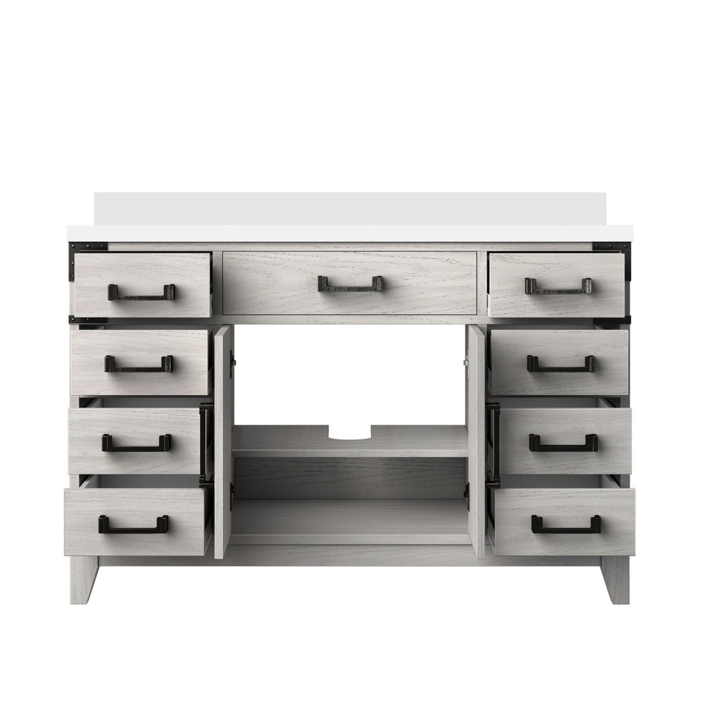 English Elm White Oak 48-Inch Bath Vanity With Cultured Marble Top, Soft-Close Drawers & Ample Storage Space B2731P259828-GIGA