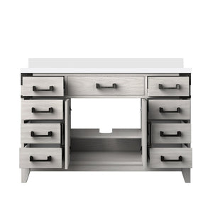 English Elm White Oak 48-Inch Bath Vanity With Cultured Marble Top, Soft-Close Drawers & Ample Storage Space B2731P259828-GIGA