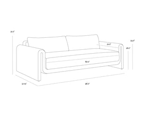 Sunpan TIBI Sofa - Elegant Natural Curved Design in Louis Cream for Outdoor and Indoor Relaxation Spaces 111861V