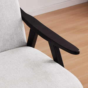 English Elm Accent Chair With Ottoman Set - Mid Century Modern Upholstered Grey Chair & Footrest For Any Room W2975P223179