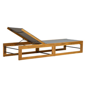 English Elm Mia Outdoor Acacia Wood Chaise Lounge with Breathable Mesh for Pool Deck or Patio N776P301491D