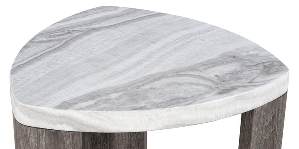 English Elm Contemporary Triangle 3-Piece Table Set: Nesting Coffee Table & 2 End Tables In Marble Finish B2741S00649