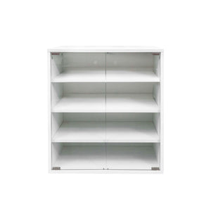 English Elm Shoe Display Case with RGB LED Remote, Tempered Glass Stackable Organizer for Sneakers Showcase White W331P242611