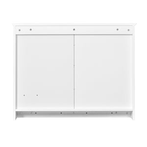 English Elm 36 Inch Wall Mounted Medicine Cabinet with HD Mirror, Adjustable Shelves, Towel Hooks, Modern Style White N710P254924K