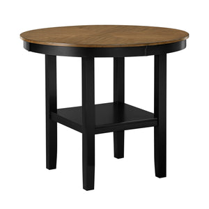 English Elm 5pc Round Counter Height Dining Set Acacia Wood Pedestal Table with Built-in Shelf B011P427921