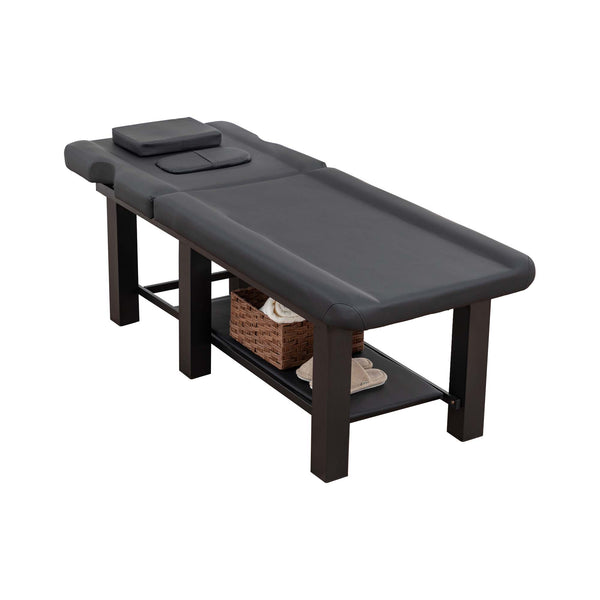 English Elm Spa Salon Massage Table Steel Frame Pu Leather Adjustable Backrest Bottom Shelf Storage W1422P382933