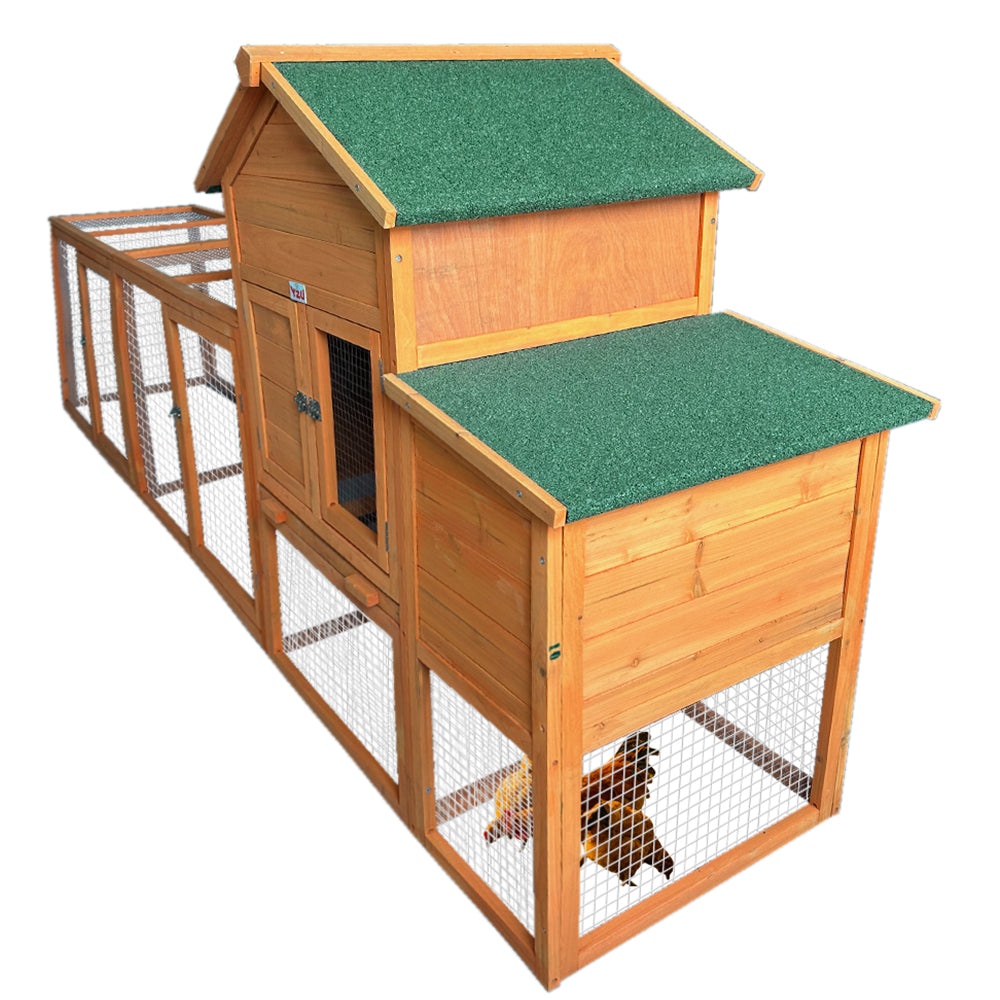 English Elm Chicken Coop Solid Fir Outdoor Poultry House with Nesting Boxes and Predator Safe Run W3166P455683