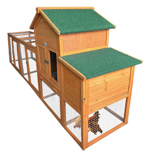 English Elm Chicken Coop Solid Fir Outdoor Poultry House with Nesting Boxes and Predator Safe Run W3166P455683