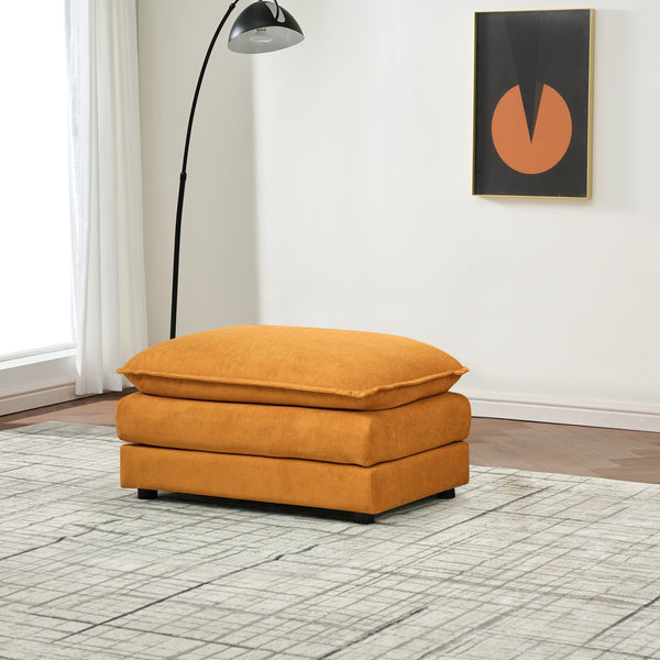 English Elm Modular cloud-inspired sectional sofa with chenille upholstery, deep seats, ottoman units, plush cushions Orange W2290S00013