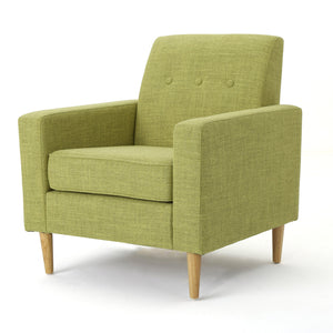 English Elm Christopher Knight Home® - CLUB Modern Fabric Club Chair with Plush Polyester Upholstery and Rubber Wood Legs for Living Room Comfort Green 31.5 L x 28.5 W x 18.75 H 61237.00MGRN