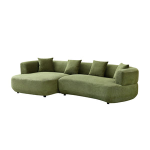 English Elm 110.63 Inch Quilted Polyester Curved Sectional Sofa Four Seat Modular Living Room Couch W2582S00187