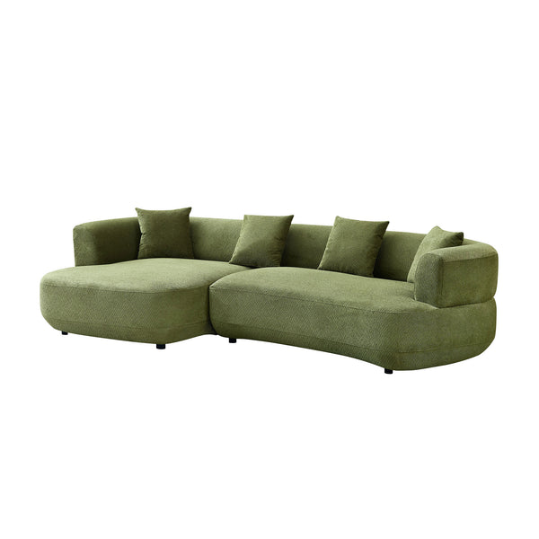 English Elm 110.63 Inch Quilted Polyester Curved Sectional Sofa Four Seat Modular Living Room Couch W2582S00187