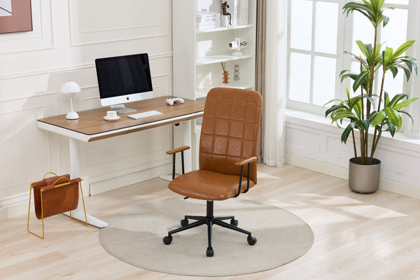 English Elm Antique PU Leather Office Chair with High Back, Soft Foam Seat, Adjustable Gaslift, 360° Swivel, Durable Frame Antique brown W3149P375077