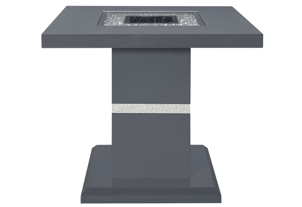 English Elm ARIYA High Gloss Dark Gray Coffee Table with Solid Wood Frame, Glitter Accents & Glass Inlay Finish DARK GREY 30 L x 30.2 W x 6.5 H B201S00389