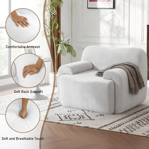 English Elm Wide Chenille Accent Chair Oversized Cozy Seat for Bedroom Living or Studio Spaces Beige W5385P433247