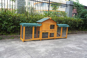 English Elm 45 Inch Solid Wood Outdoor Dog House with Elevated Floor and Waterproof Insulated Roof W1431P388072