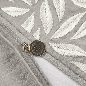 JLA Home Croscill Home - Square Embroidered Leaf Decor Pillow with Goose Feather Insert, 20"x20" Luxury Cotton-Linen Accent CHM30-0015