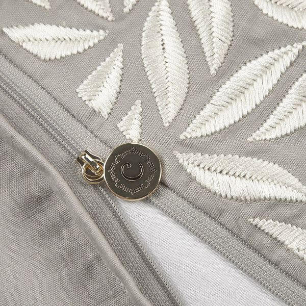 JLA Home Croscill Home - Square Embroidered Leaf Decor Pillow with Goose Feather Insert, 20"x20" Luxury Cotton-Linen Accent CHM30-0015