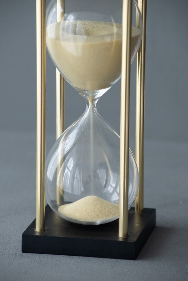 English Elm Set Of 2 Framed 15-Minute Hourglass With Tan Sand And Sturdy Metal Stand For Elegant Decor Display W2078P278802-GIGA