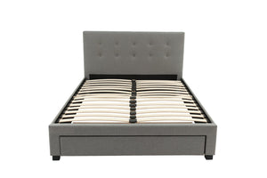 English Elm Modern Grey Polyfiber Full Size Bed Tufted Headboard with Under-Bed Storage Drawer, Simple Assembly B011S02006