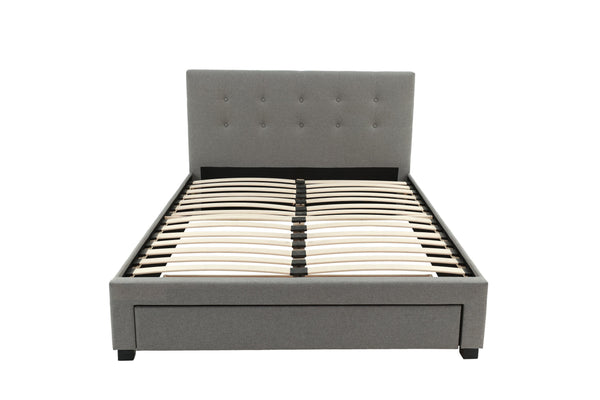 English Elm Modern Grey Polyfiber Full Size Bed Tufted Headboard with Under-Bed Storage Drawer, Simple Assembly B011S02006