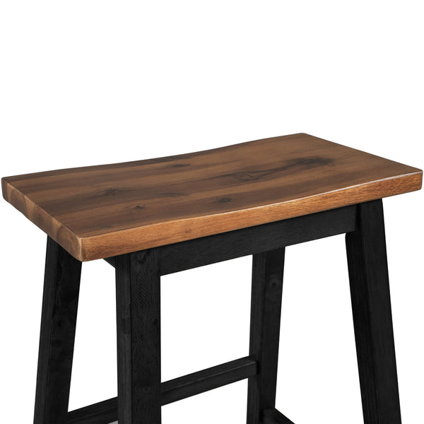 English Elm TOPMAX Rustic 2-Piece Counter Height Wood Stools for Small Spaces, Walnut & Black, Durable 300lb Capacity N717P202397B