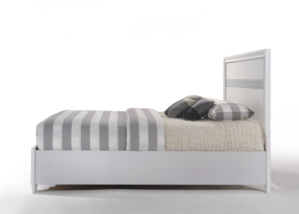 English Elm Naima Queen Storage Bed with Low-Profile Frame, 2 Drawers, Dovetail Construction & Sparkle Trim White 29 L x 21 W x 13 H B2726S00434