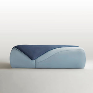 English Elm 1-piece King Reversible Tencel Fill Comforter with Sculptural Weave Cooling Texture Blue B035P408282