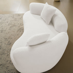 English Elm 66.93 Curved Loveseat 73" Heart-Shaped Teddy Velvet Sofa Full Foam & Spring Support, No-Assembly Cozy Compact White W3612P332115