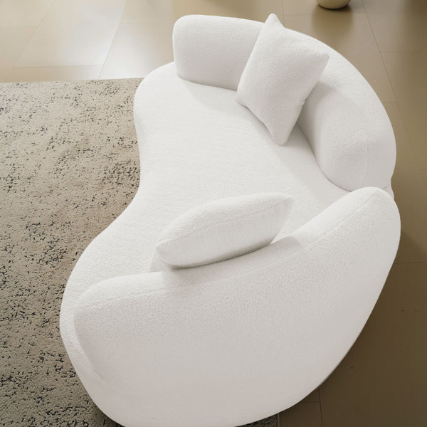 English Elm 66.93 Curved Loveseat 73" Heart-Shaped Teddy Velvet Sofa Full Foam & Spring Support, No-Assembly Cozy Compact White W3612P332115