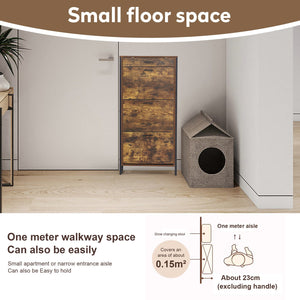 English Elm Shoe Cabinet Slim 3-Flip Drawers with Top Drawer and Metal Handles, Rustic Brown Entryway Organizer W2948P245242