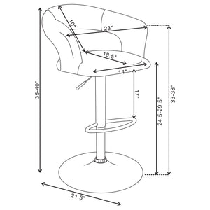 English Elm Porch White Faux Leather Adjustable Bar Stool with Chrome Base, Footrest & Durable Steel Frame B062P333417