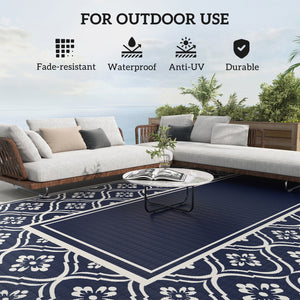 English Elm Outsunny Reversible Polypropylene Outdoor Rug Waterproof Patio Camping Mat with Carry Bag W2225P485605
