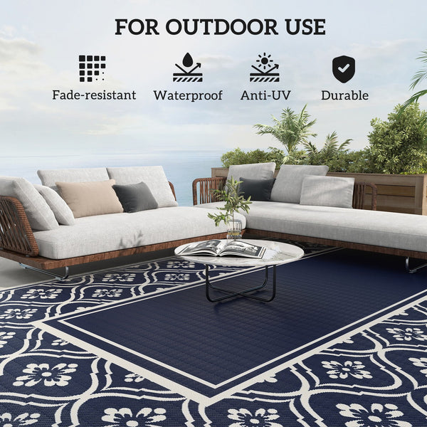 English Elm Outsunny Reversible Polypropylene Outdoor Rug Waterproof Patio Camping Mat with Carry Bag W2225P485605