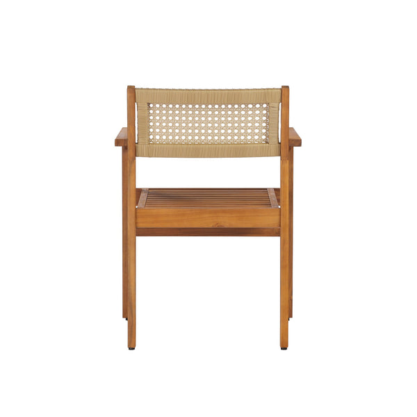 English Elm Dining Chair Set of 2 Wicker and Acacia Wood for Indoor or Covered Patio Use Teak N776P381115T