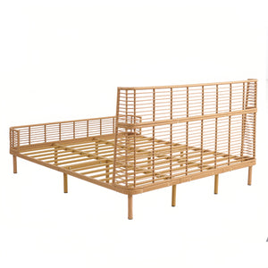 English Elm Christopher Knight Home® - California King Handcrafted PE Wicker Bed with Wingback Headboard, Metal Frame Support, Breathable Design N758P294474N