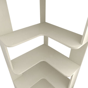 English Elm 6 Tier Freestanding L-Shaped Corner Bookshelf with Anti-Tip, Rounded Corners, 3D Wood Grain Finish White Oak W2899P372515