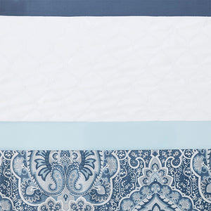JLA Home 510 Design - Printed Elegant Embroidered Shower Curtain in Serene Blue Microfiber with Attached Lining, Machine Washable 5DS70-0251