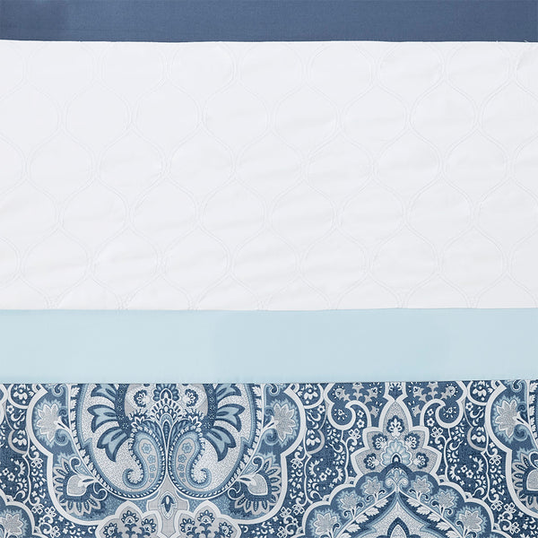 JLA Home 510 Design - Printed Elegant Embroidered Shower Curtain in Serene Blue Microfiber with Attached Lining, Machine Washable 5DS70-0251