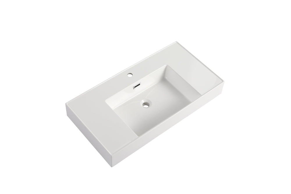 English Elm 36" Resin Basin Vanity Top Only White Resin Sink 41.7x24.4x14.6 Durable Modern Design for Baths W1972P186773