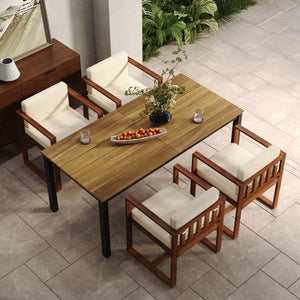 English Elm Christopher Knight Home® - Patio 5-Piece Dining Set With Teak-Finish Acacia Wood Table & Chairs For Stylish Outdoor Gatherings N779P195382B-2_64274.00
