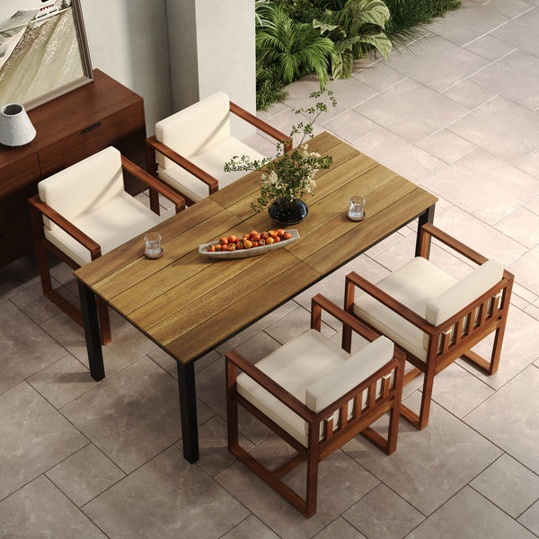 English Elm Christopher Knight Home® - Patio 5-Piece Dining Set With Teak-Finish Acacia Wood Table & Chairs For Stylish Outdoor Gatherings N779P195382B-2_64274.00